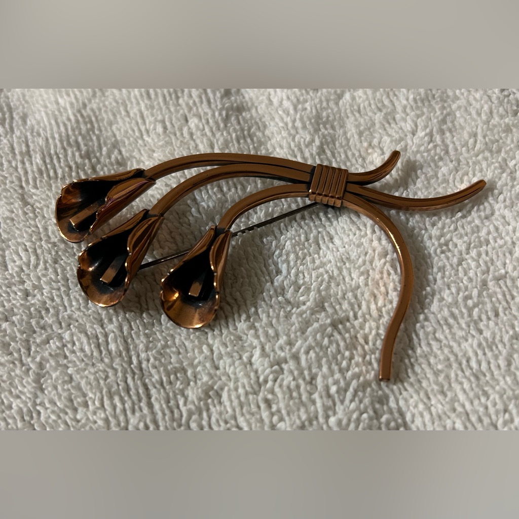 Elegant Renoir Copper Calla Lily Brooch Vintage 1950s